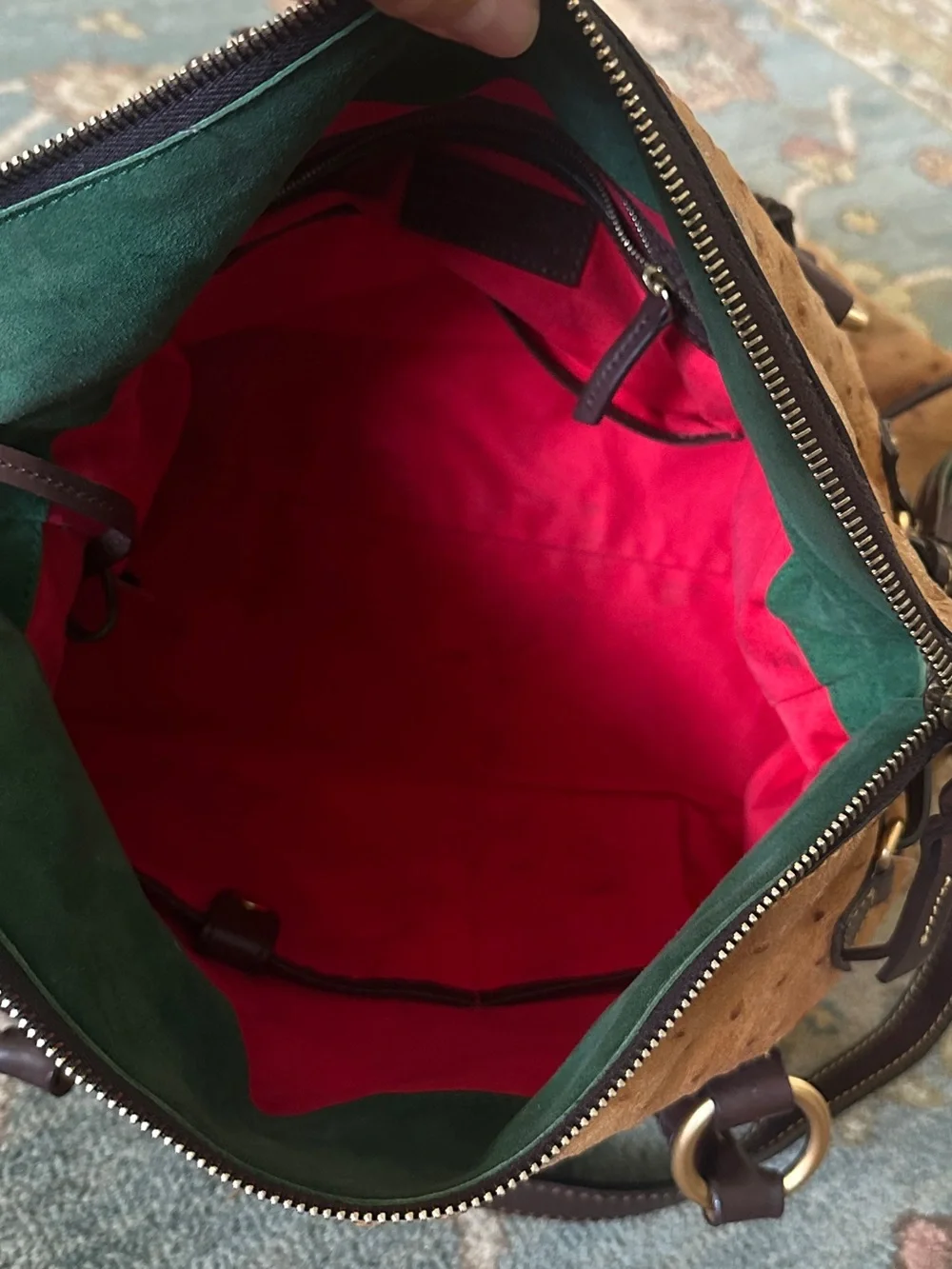 Dooney and Bourke Ostrich Embossed Leather Satchel